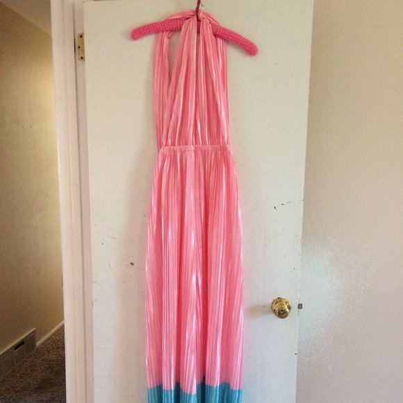Unknown Pants - Pink Silky Sexy Jumpsuit Halter Tie Neck  Small